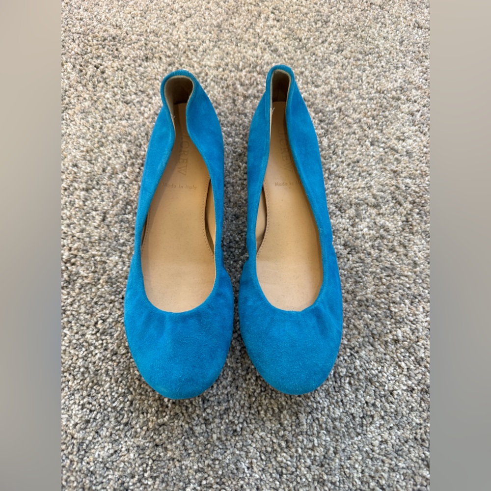 J.Crew Made in Italy Turquoise Suede Ballet Flats Size 6